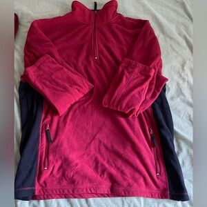 Red and Black Quarter-Zip Fleece Pullover